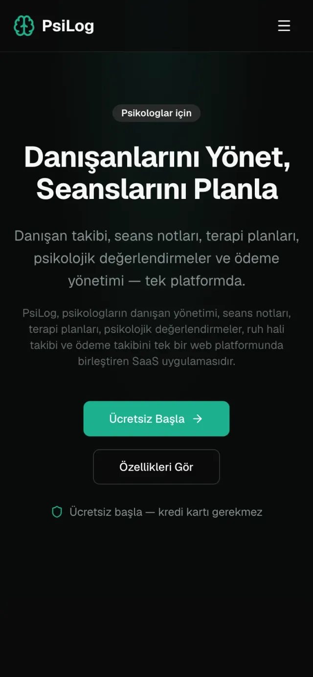 PsiLog mobil arayüzü 1