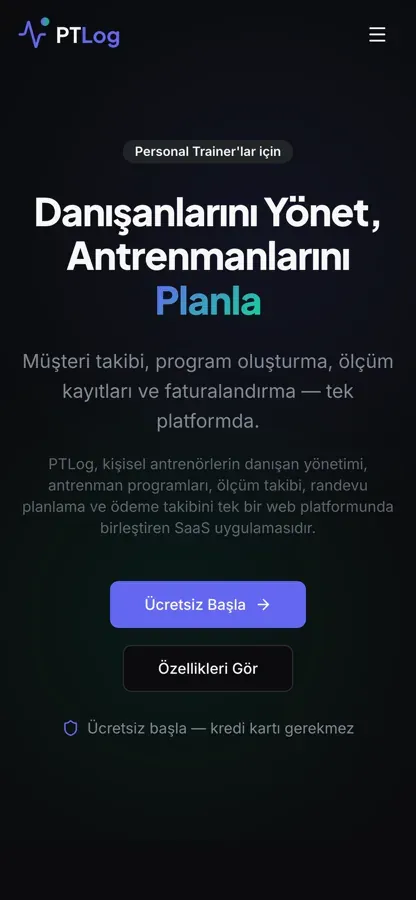 PTLog mobil arayüzü 1
